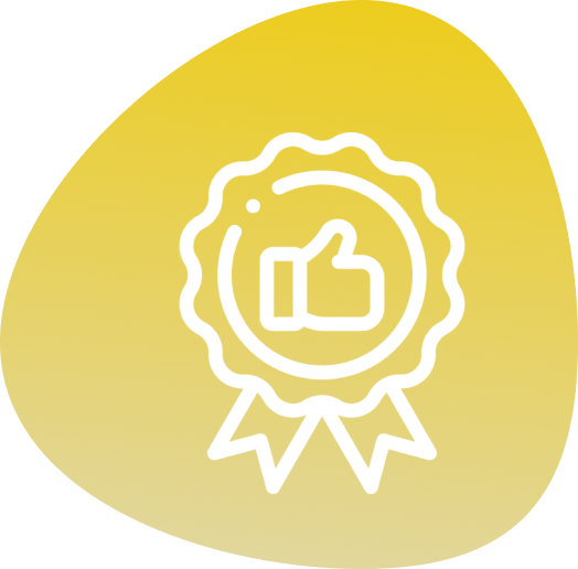 A yellow medal icon with a thumbs-up symbol in the center.